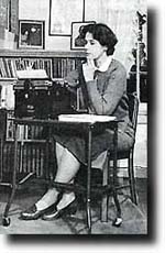 Photo of Elizabeth Gray Vining in her attic study in Philadelphia, 1950s: Quiet Pilgrimage. November 2000 Issue. 