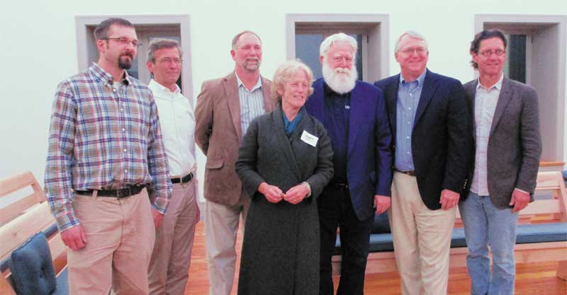 James Turrell, Signe Wilkinson, and members of the building team.