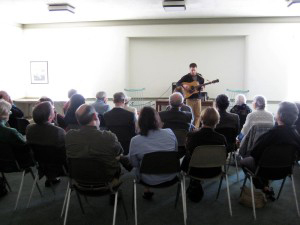 Jon Watts performing at Moorestown (N.J.) Meeting.