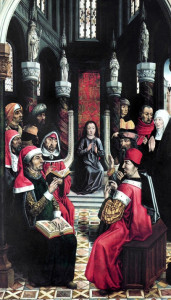 "Christ Among the Doctors" by Master of the Catholic Kings, circa fifteenth century.