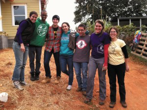 A group of QVS Volunteers at a Habitat for Humanity site.