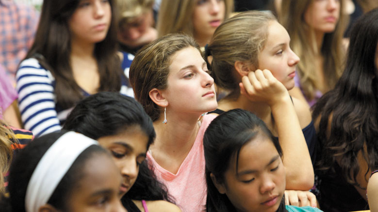 Middle school students at a meeting for worship at Friends' Central School in Wynnewood, Pa. Photo courtesy Friends' Central School.