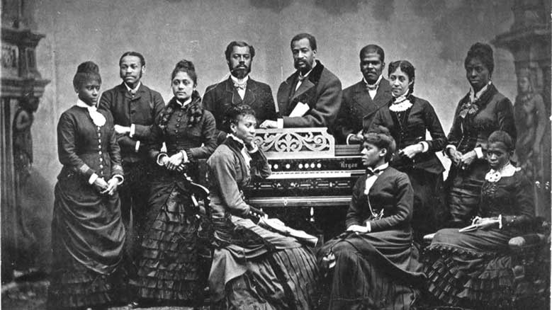 The Fisk Jubilee Singers in 1882, an African American a cappella ensemble consisting of students at Fisk University. In 2002 the Library of Congress honored their 1909 recording of "Sweet Low, Sweet Chariot" by adding it to the United States National Recording Registry.