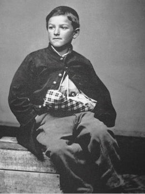 Edward (William) Black (1853-1872) was a drummer boy for the Union during the American Civil War. At 12 years old, his left hand and arm were shattered by an exploding shell. He is considered to be the youngest wounded soldier of the war.