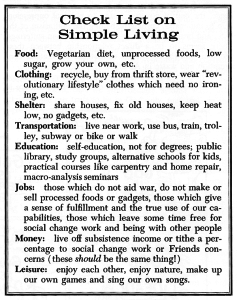 "Check List on Simple Living" (FJ April 15, 1975) 
