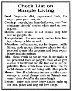 "Check List on Simple Living" (FJ April 15, 1975)