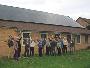 State College Meeting members show off their new solar panels. Courtesy of State College Friends.