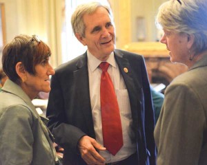 Diane Randall (right) with Representatives Rosa DeLauro (D-CT) and Lloyd Doggett (D-TX).