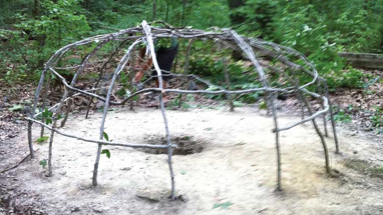 Sweat lodge frame at Snipes Farm in Morrisville, Pa.