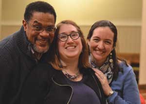 William Penn Lecture speaker Mary Craudereuff (center) with panelists Barry Scott (left) and Becca Bubb (right) after the lecture.