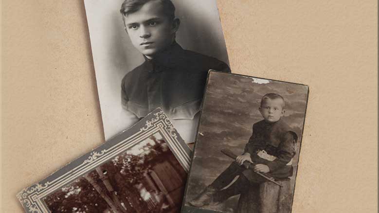 Old photographs of young people.