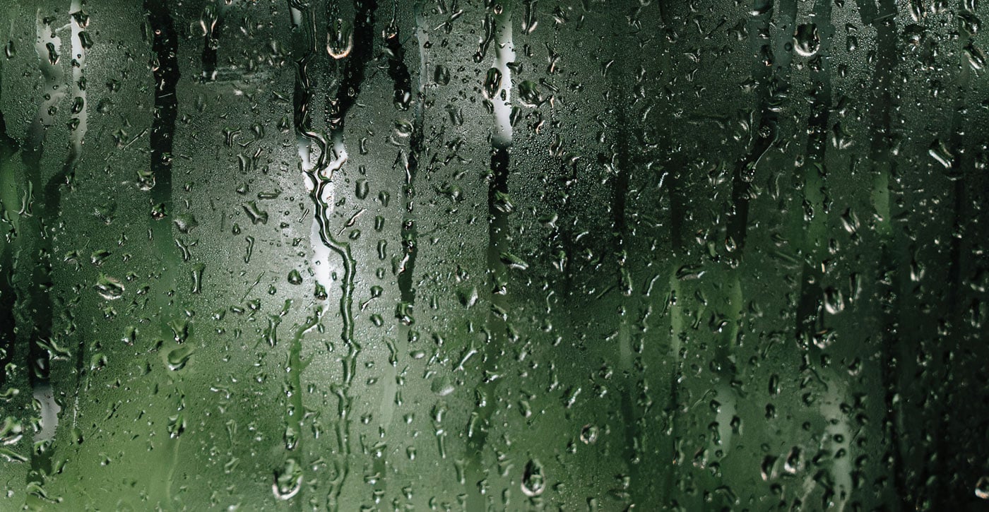 water on a glass window