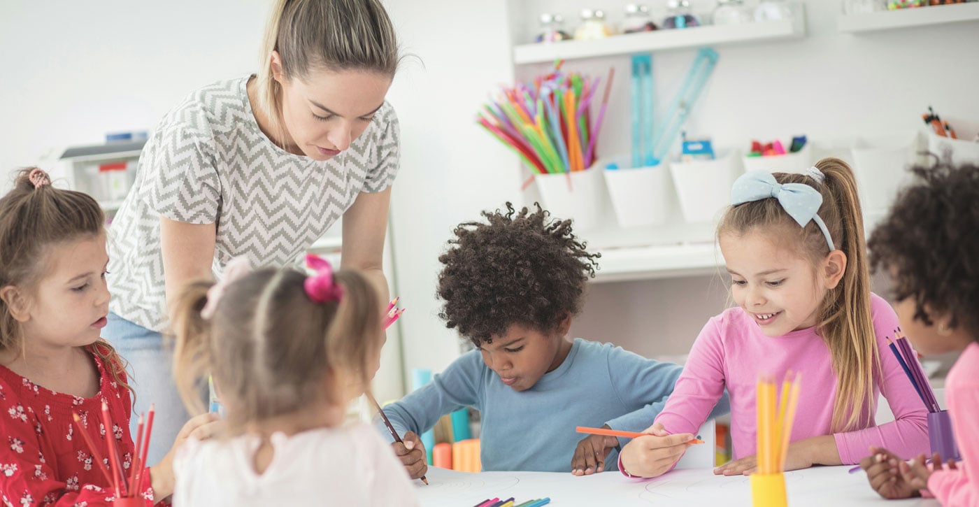 teacher with group of kids