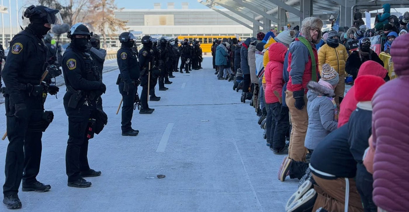 Police and Protestors at St. Paul International Airport